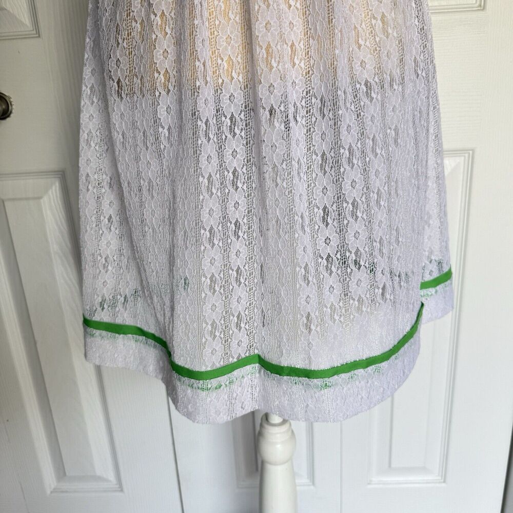 VINTAGE APRON LACE WHITE END GREEN COLOR - Picture 8 of 12